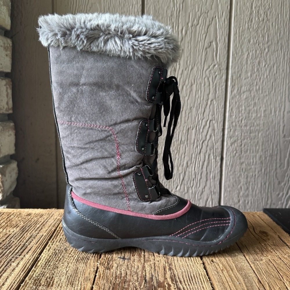 J-41 Wanderer Winter Duck Boots Grey Suede Insulated Faux Fur Laces 9M